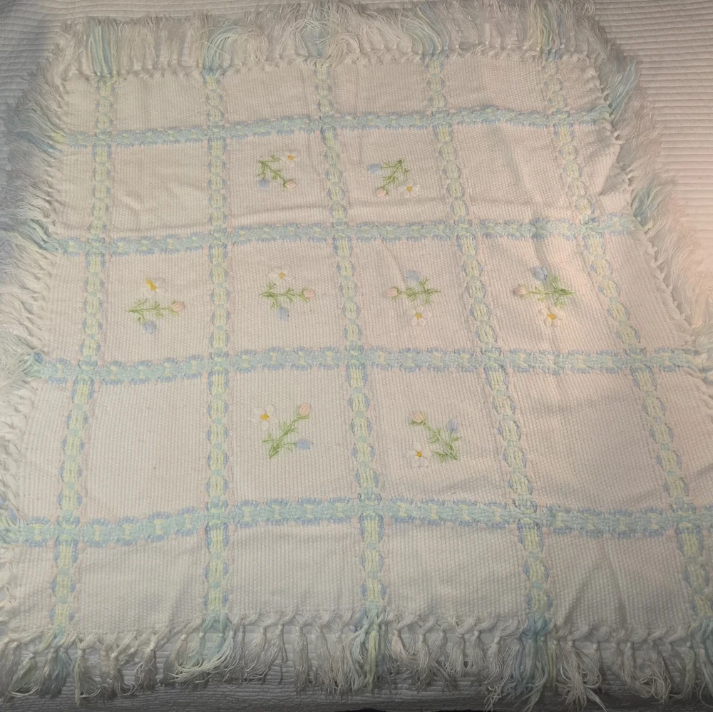 Handmade Knit Baby Blanket 31 X31